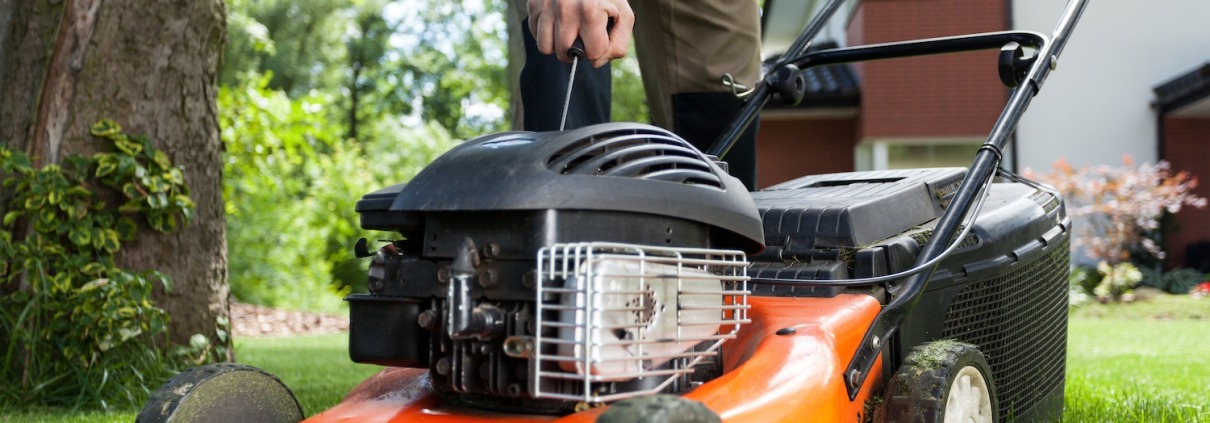 Turning on the lawn mower