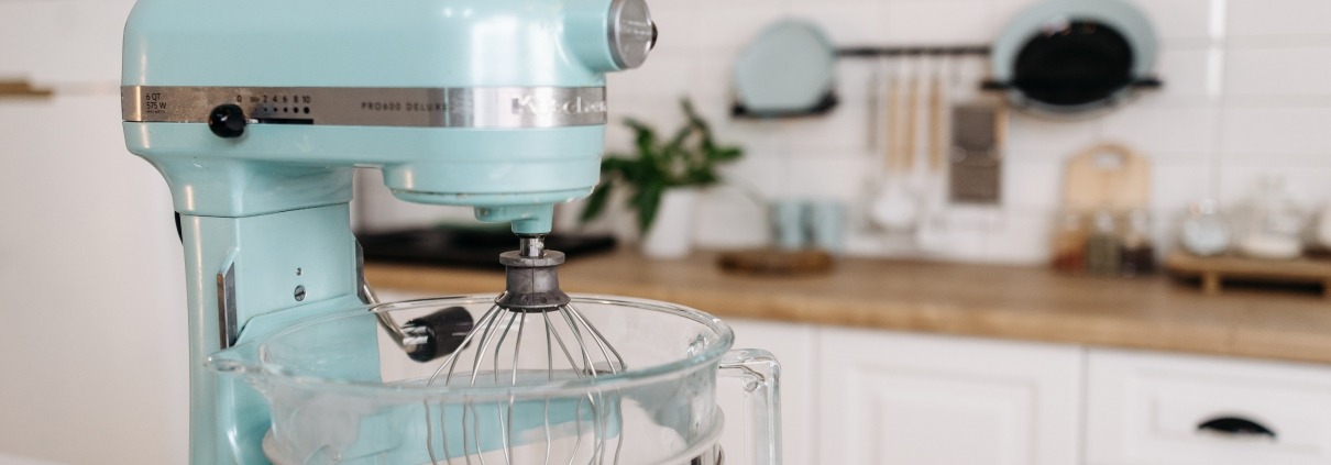 Pale blue stand mixer