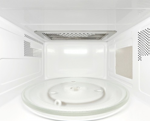 view of the interior of a microwave