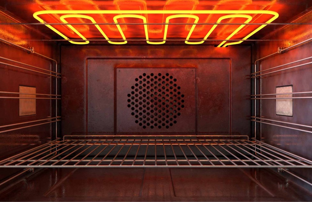 Electric oven in operation, emitting warmth and indicating successful installation.