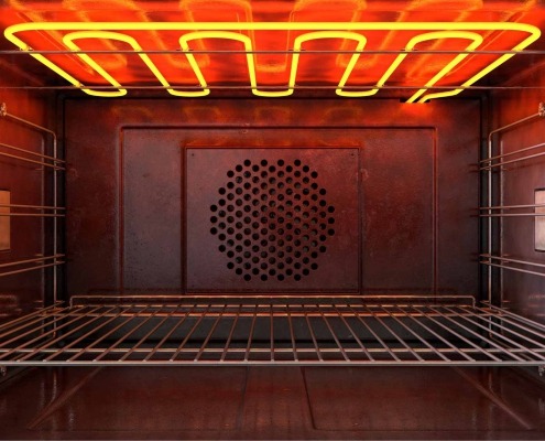 Electric oven in operation, emitting warmth and indicating successful installation.