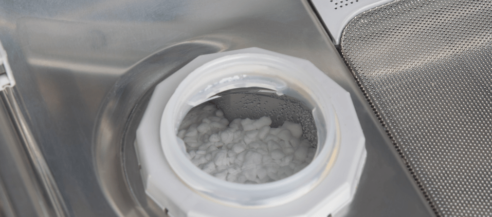 Dishwasher salt inside of the compartment