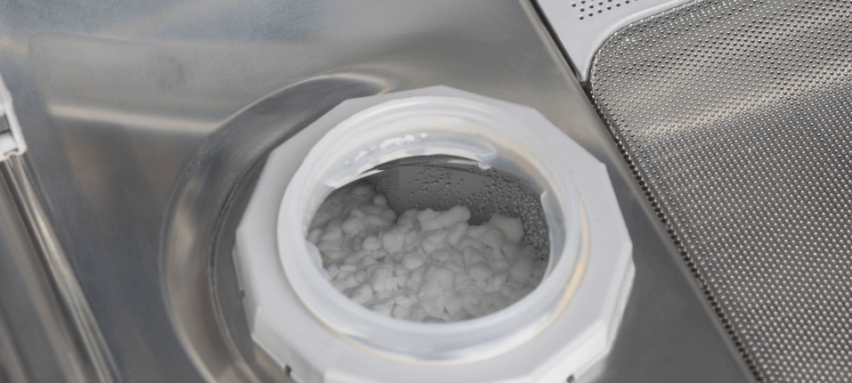 Dishwasher salt inside of the compartment