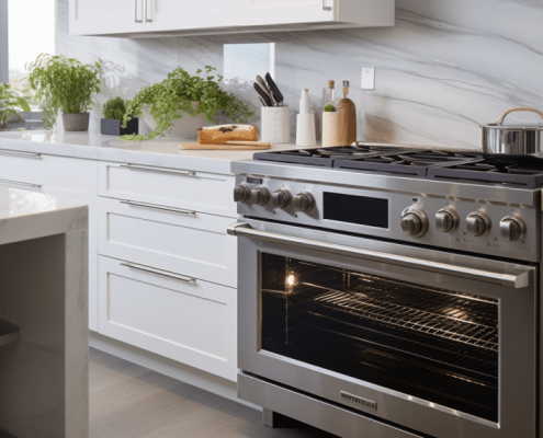 Stainless steel oven in a kitchen after fixing the Whirlpool Oven F5 Code