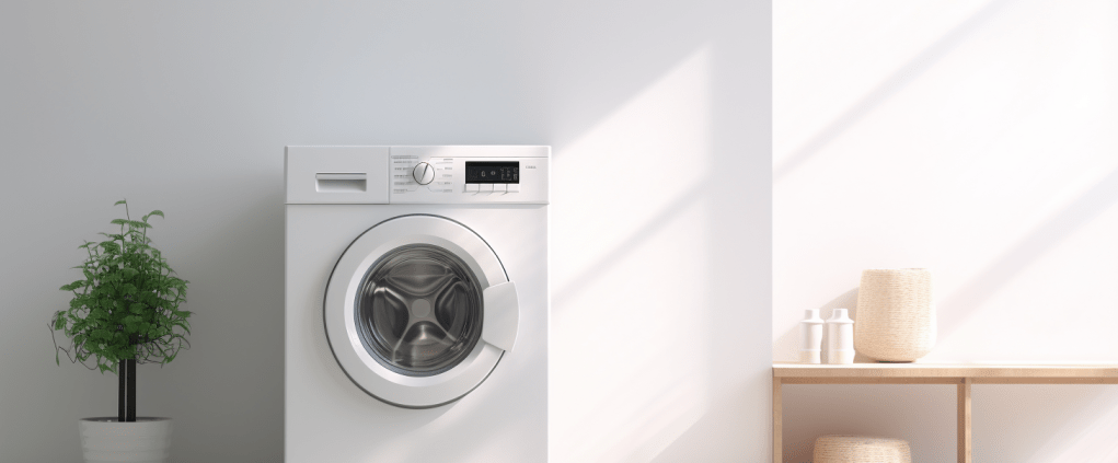 white washing machine in a minimalist roomafter F02 error code resolved
