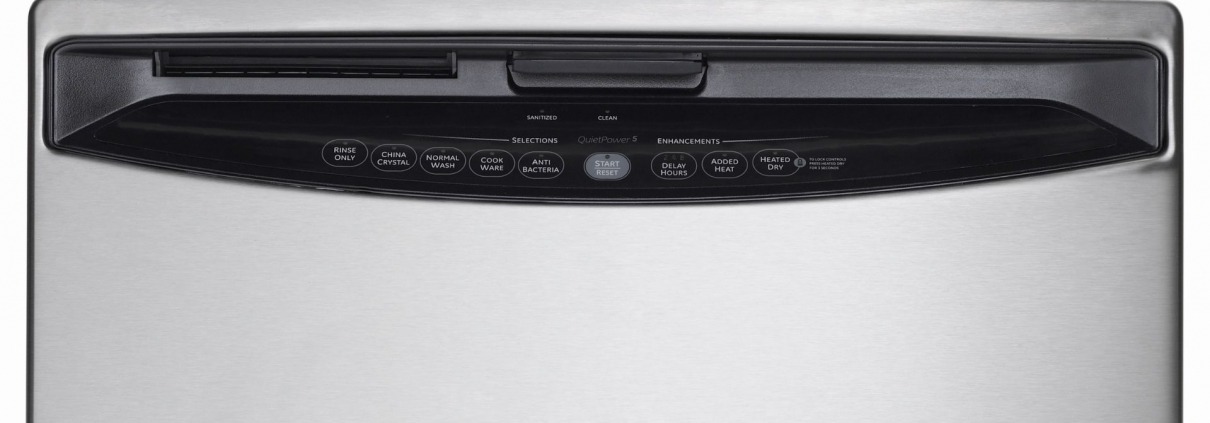 closed stainless steel dishwasher