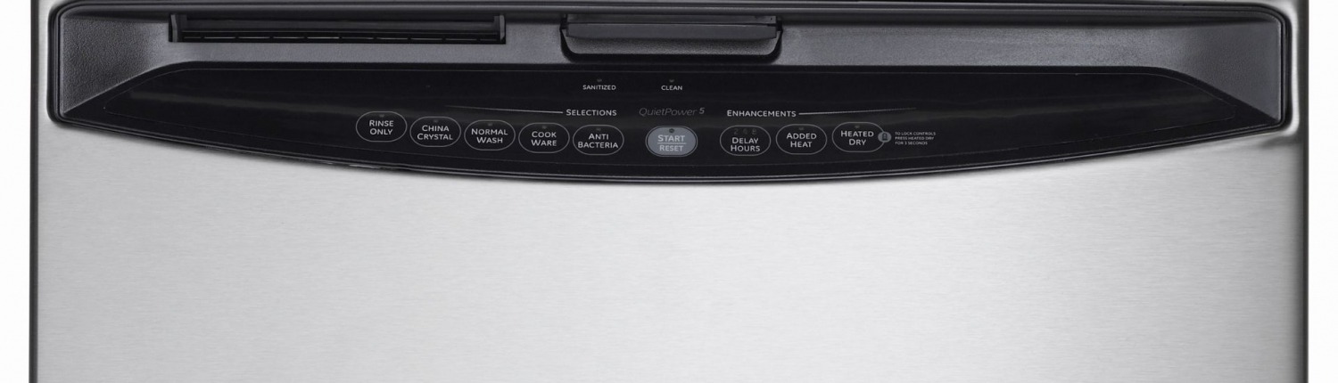 closed stainless steel dishwasher