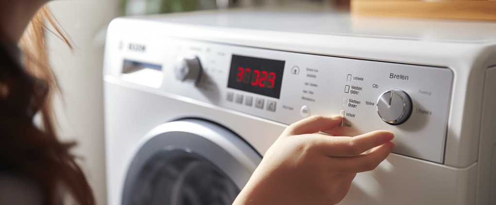 photo of a hand reaching out to a Bosch dryer