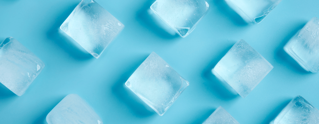 ice maker ice on a blue background