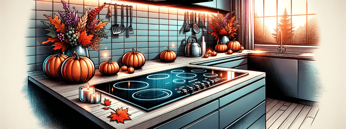 Illustration of a cooktop in a Thanksgiving kitchen