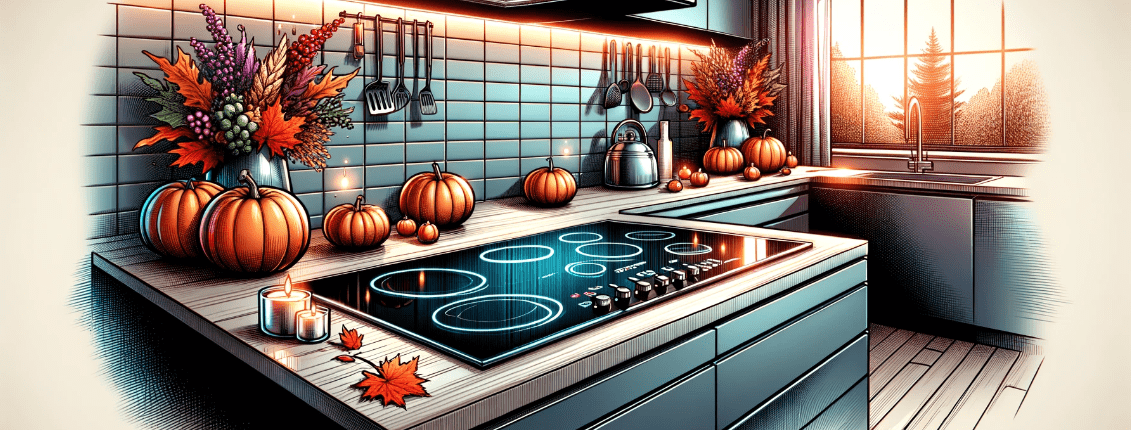Illustration of a cooktop in a Thanksgiving kitchen
