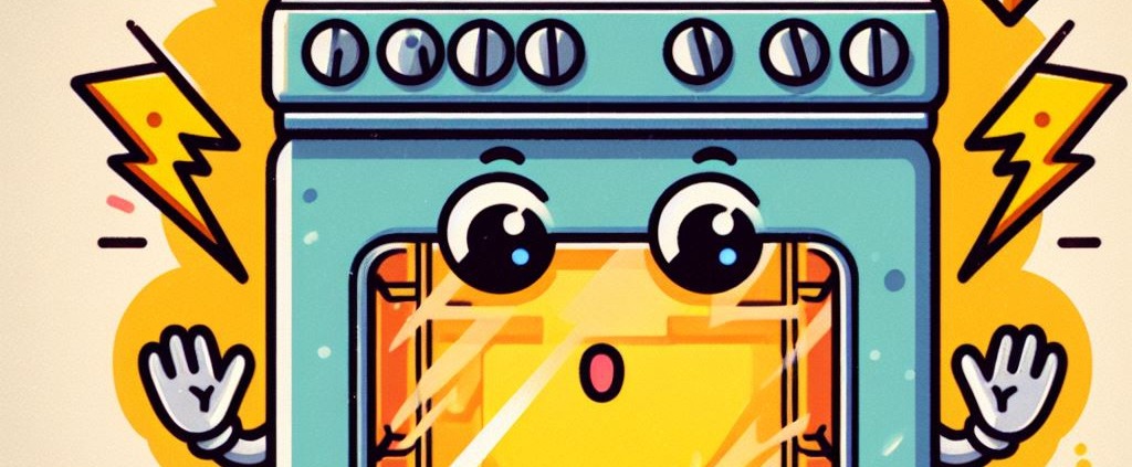 animated electric range with safety symbols