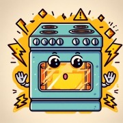 animated electric range with safety symbols