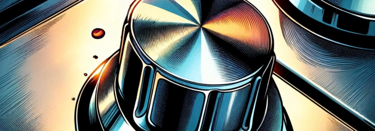 illustration of a knob over an infinite switch on an electric range