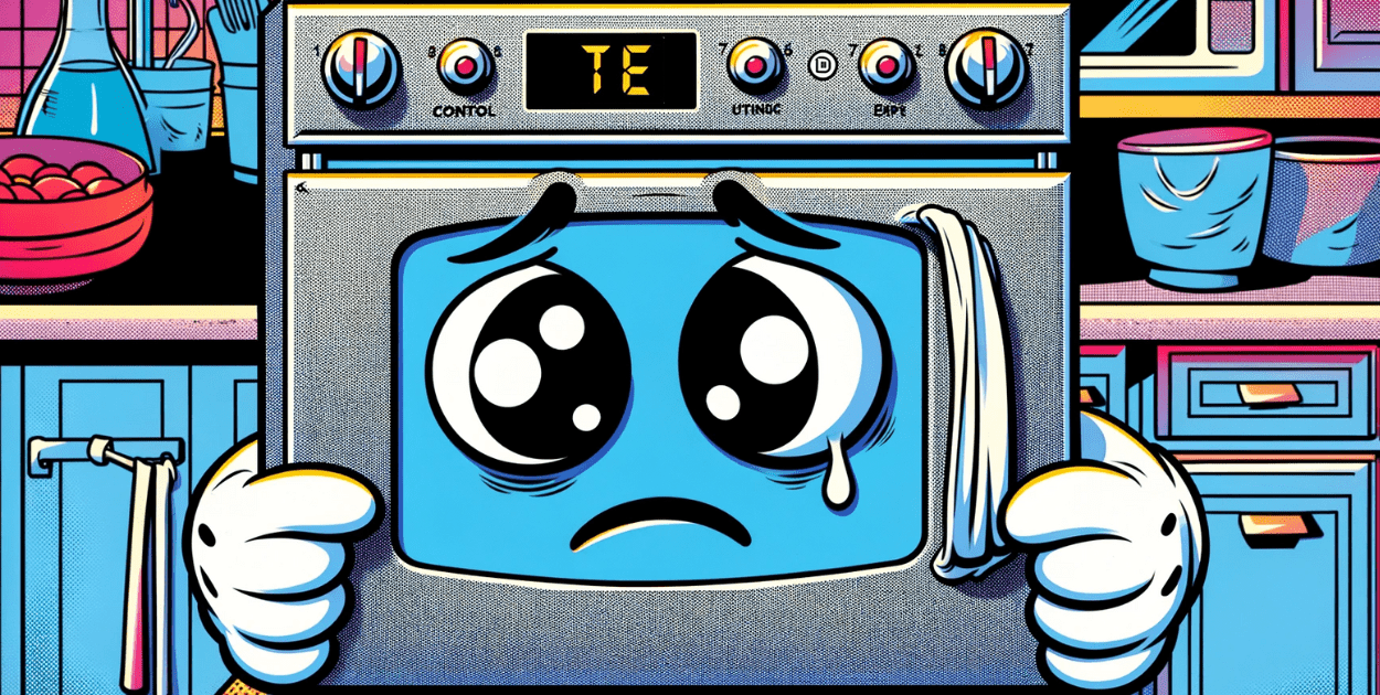 illustration of an oven with a tE error code