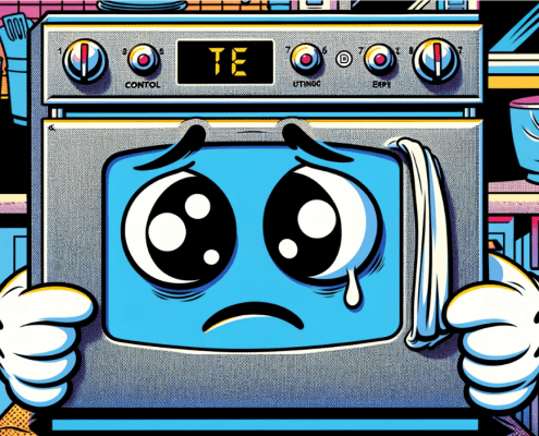 illustration of an oven with a tE error code