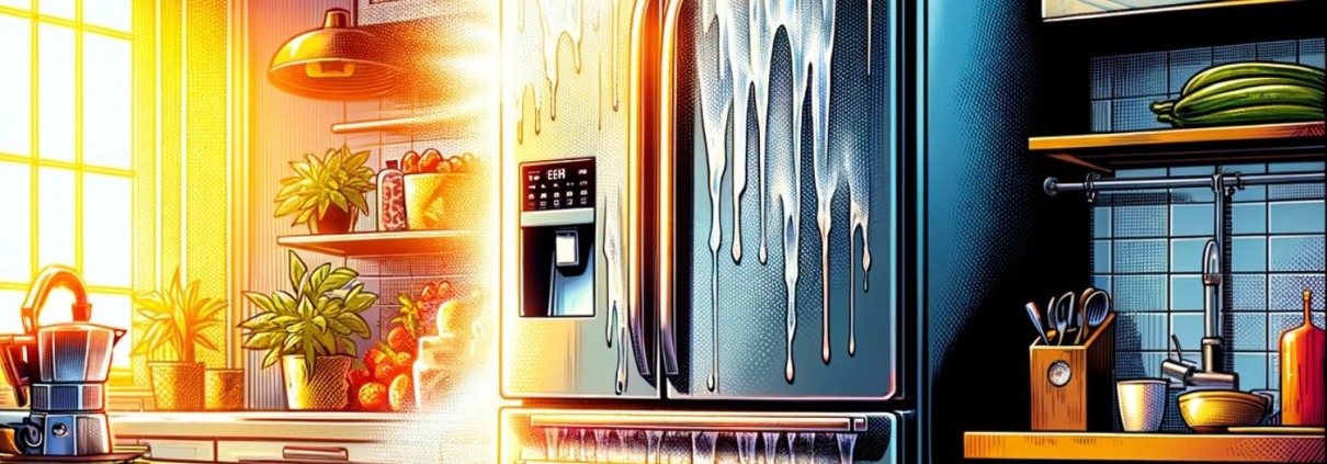 illustration of condensation on a French Door refrigerator