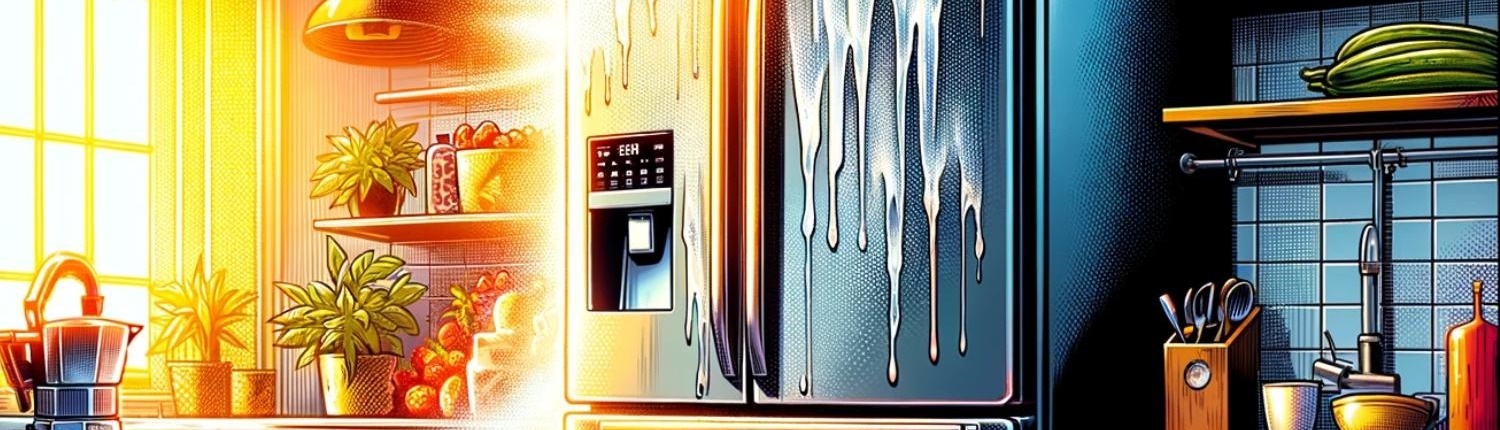 illustration of condensation on a French Door refrigerator