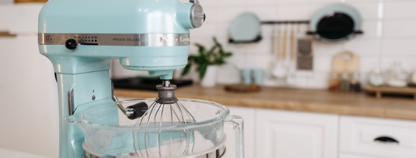 Pale blue stand mixer