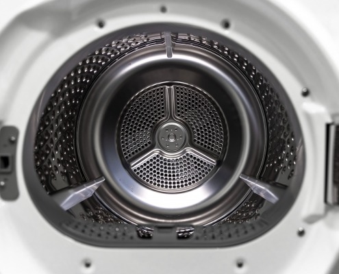 Washing dryer machine inside view of a washer drum