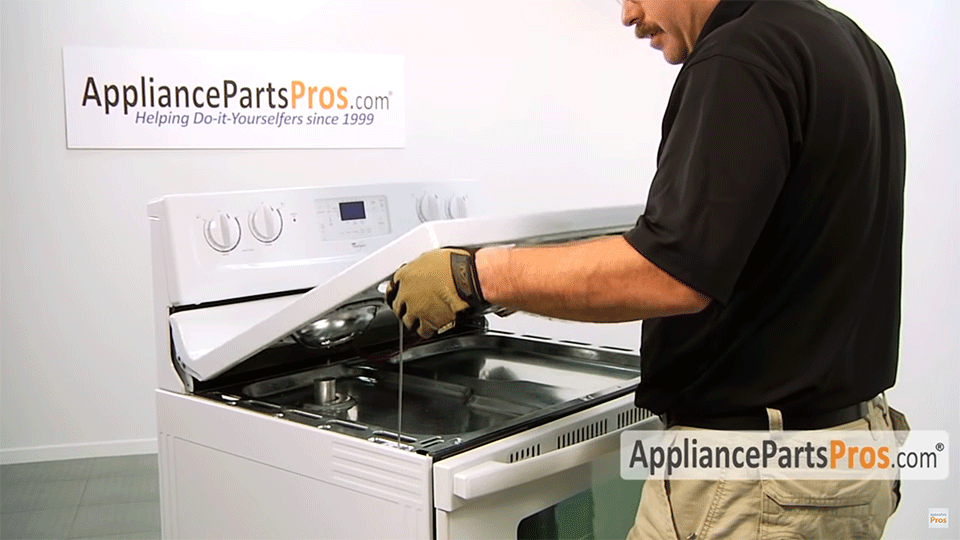 Release the supports and push the range top back down