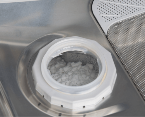 Dishwasher salt inside of the compartment