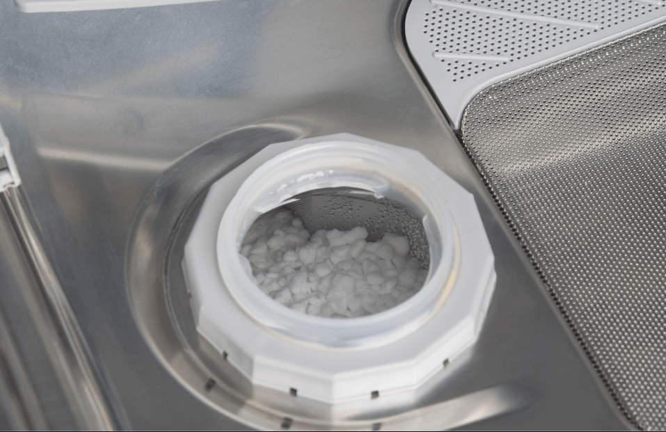 Dishwasher salt inside of the compartment