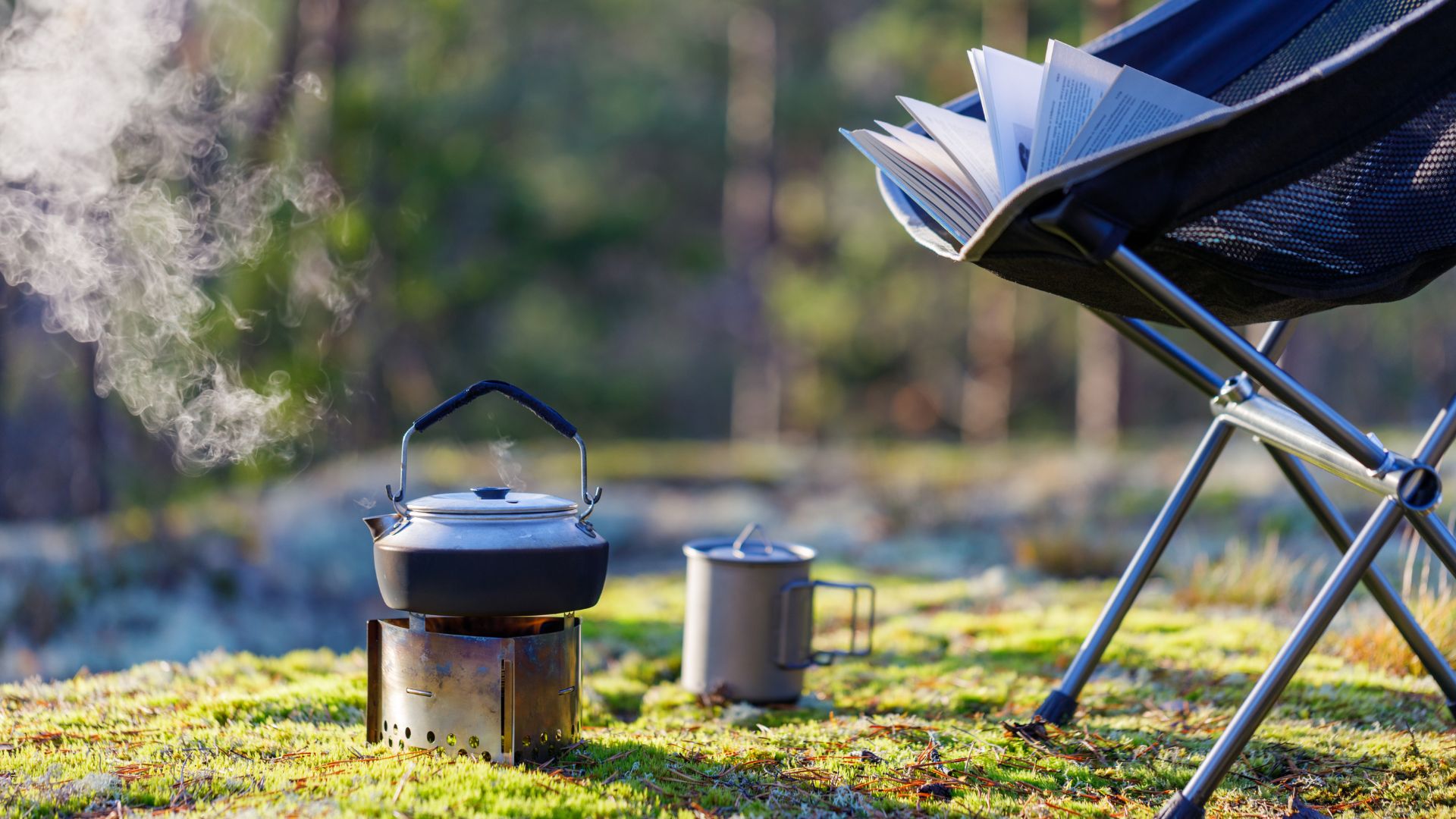 camping stove safety outdoors with kettle cooking
