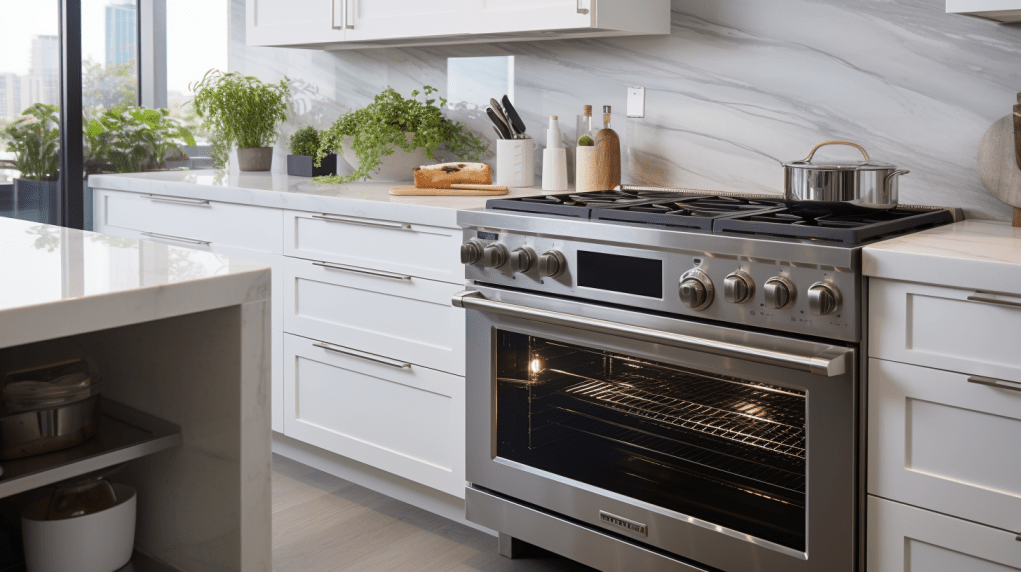 Stainless steel oven in a kitchen after fixing the Whirlpool Oven F5 Code