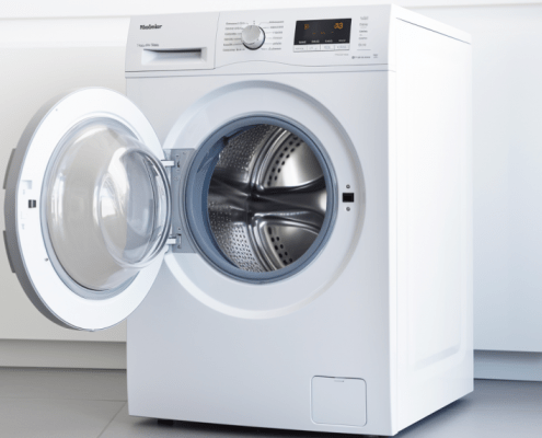 Washer with an open door after door glass is repaced