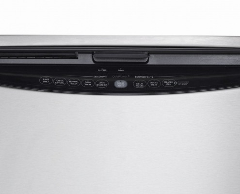 closed stainless steel dishwasher