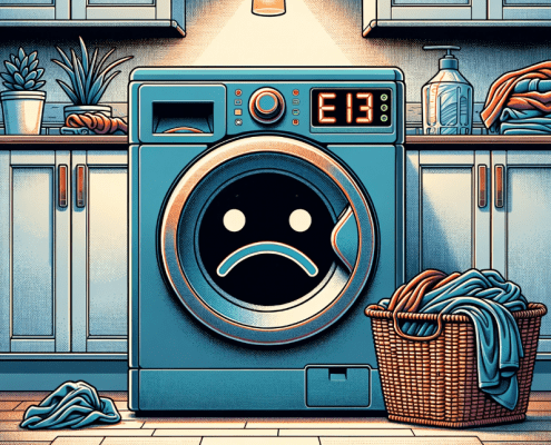 comic of a sick washer displaying a Bosch Dryer E13 Error Code