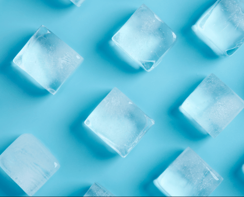 ice maker ice on a blue background