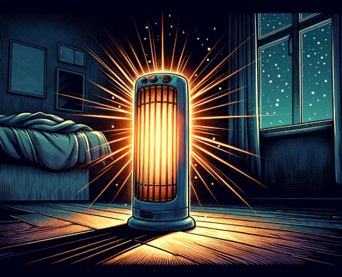 space heater in a room showing safety for space heaters