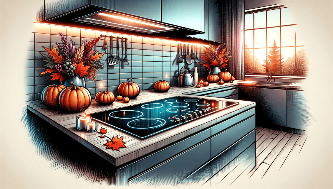 Illustration of a cooktop in a Thanksgiving kitchen