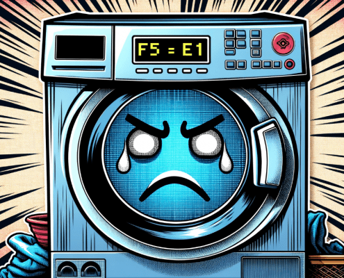 illustration of a Whirlpool washer f5 E1 error code