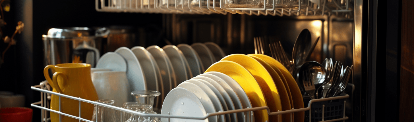 dishwasher open dishwasher loaded with dirty dishes from holiday cooking