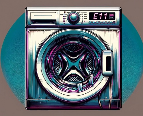 illustration of an Electrolux washing machine with an E11 error code