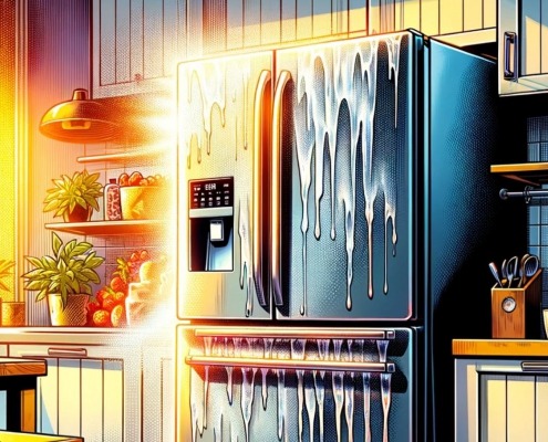 illustration of condensation on a French Door refrigerator