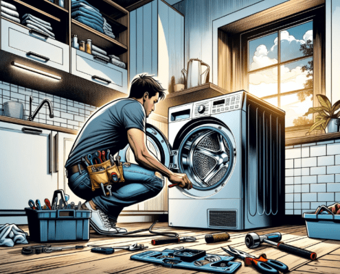 illustration of someone replacing a dryer high limit thermostat